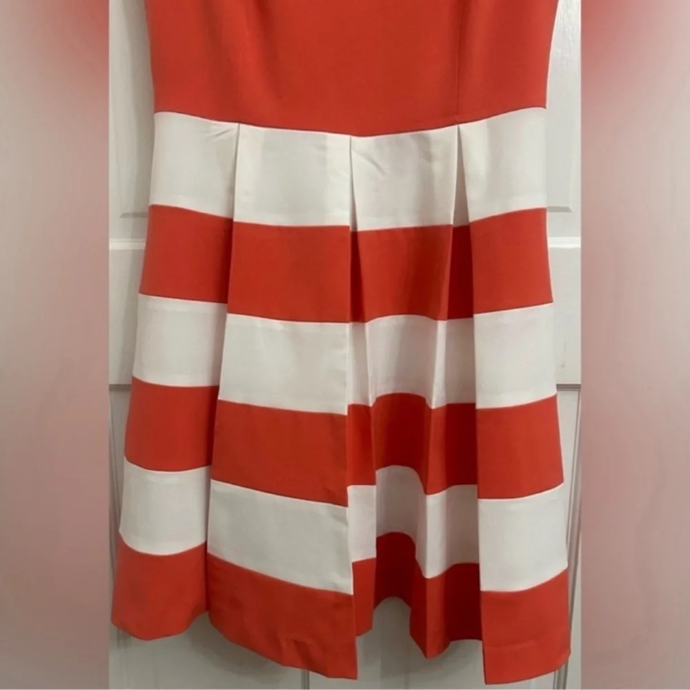 Nine West Coral Striped Box Pleat Dress - Picture 3 of 8